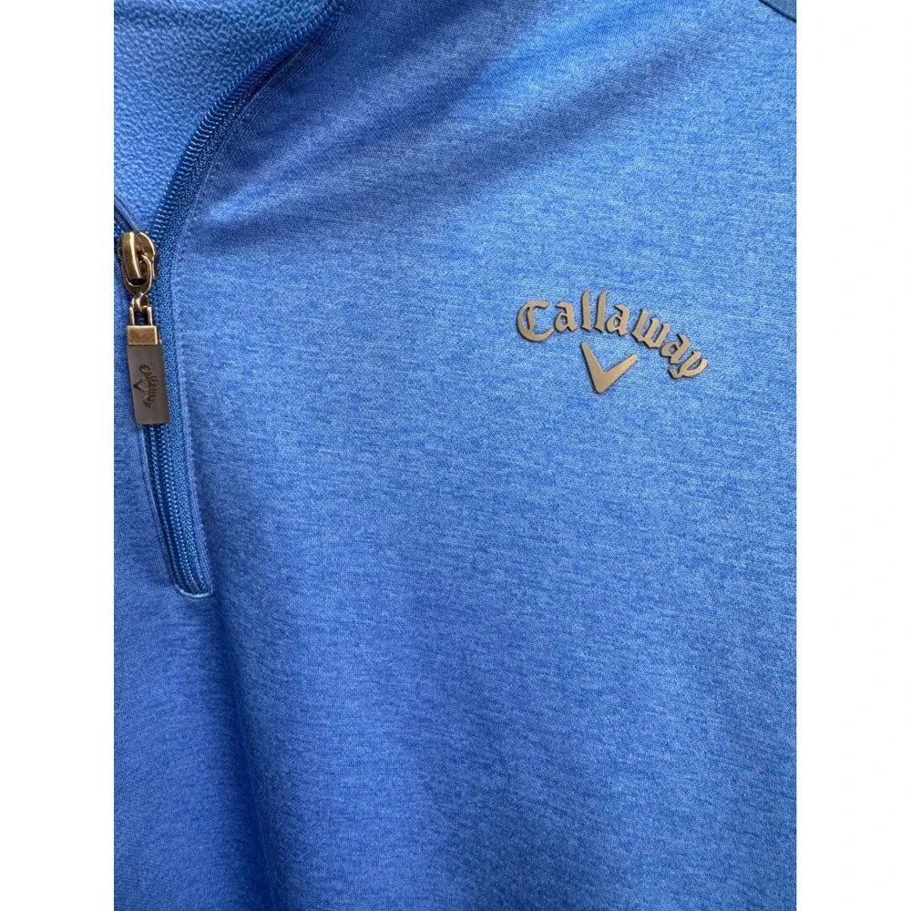 Callaway Mens XL Blue Heather Quarter Zip Fleece Pullover Golf Jacket SA3380